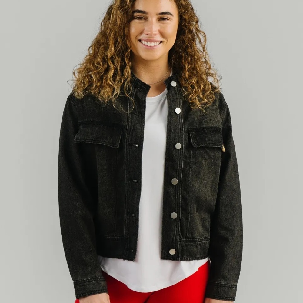 Zyia Active Black Crossroads Denim Jacket
